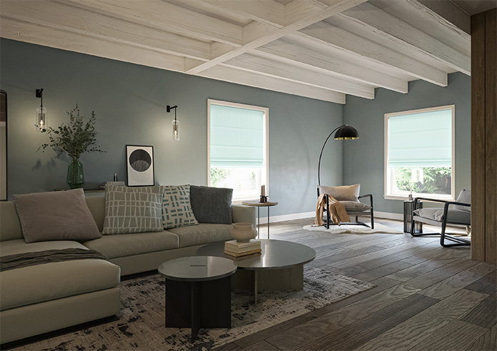 Akoya Faux Silk, Lustre Ice Blue - Twist&Fit Roman Blind - Image 6